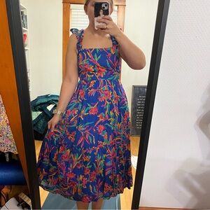 JCrew blue floral midi dress